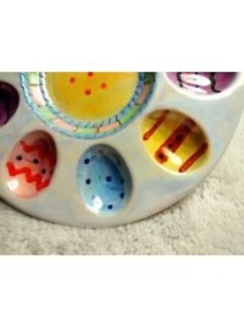 Easter Deviled Egg Plate Serving Tray Ceramic Colorful Cute Home Decor Festive